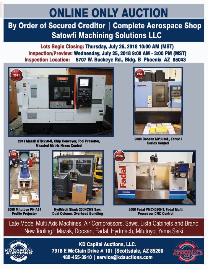 Bank Repo — Satowfi Machining Solutions, Phoenix, AZ