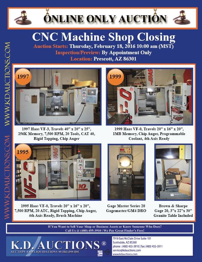 CNC Machine Shop Closing — Prescott AZ