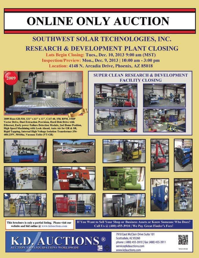 CNC Machine Shop Closure — Phoenix AZ (Second Event)