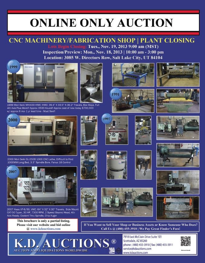 CNC Machine Shop Closure — Utah