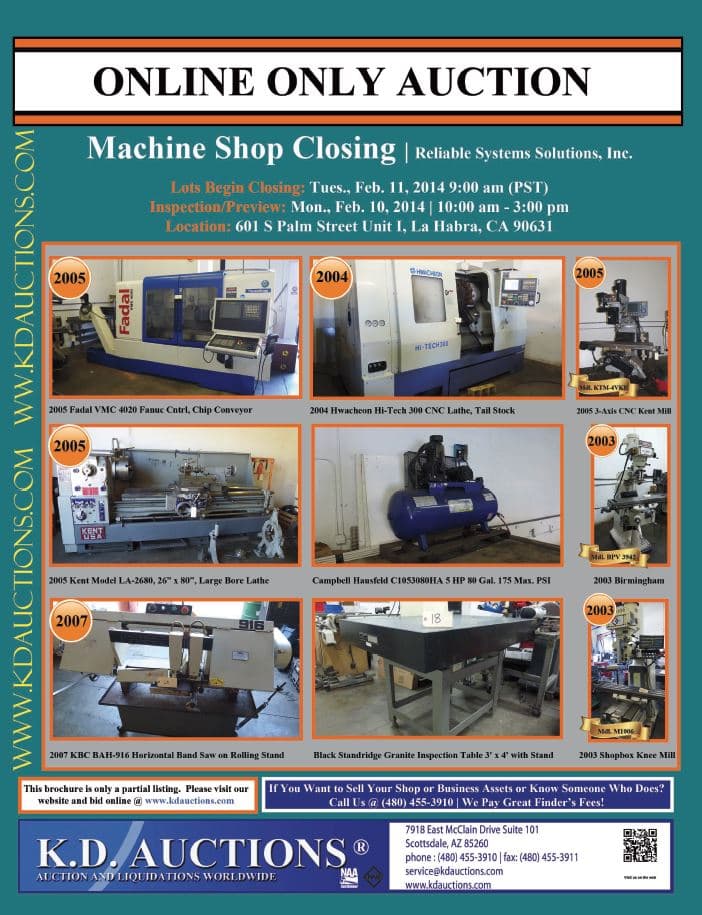 CNC Machine Shop — Complete Closure, La Habra CA