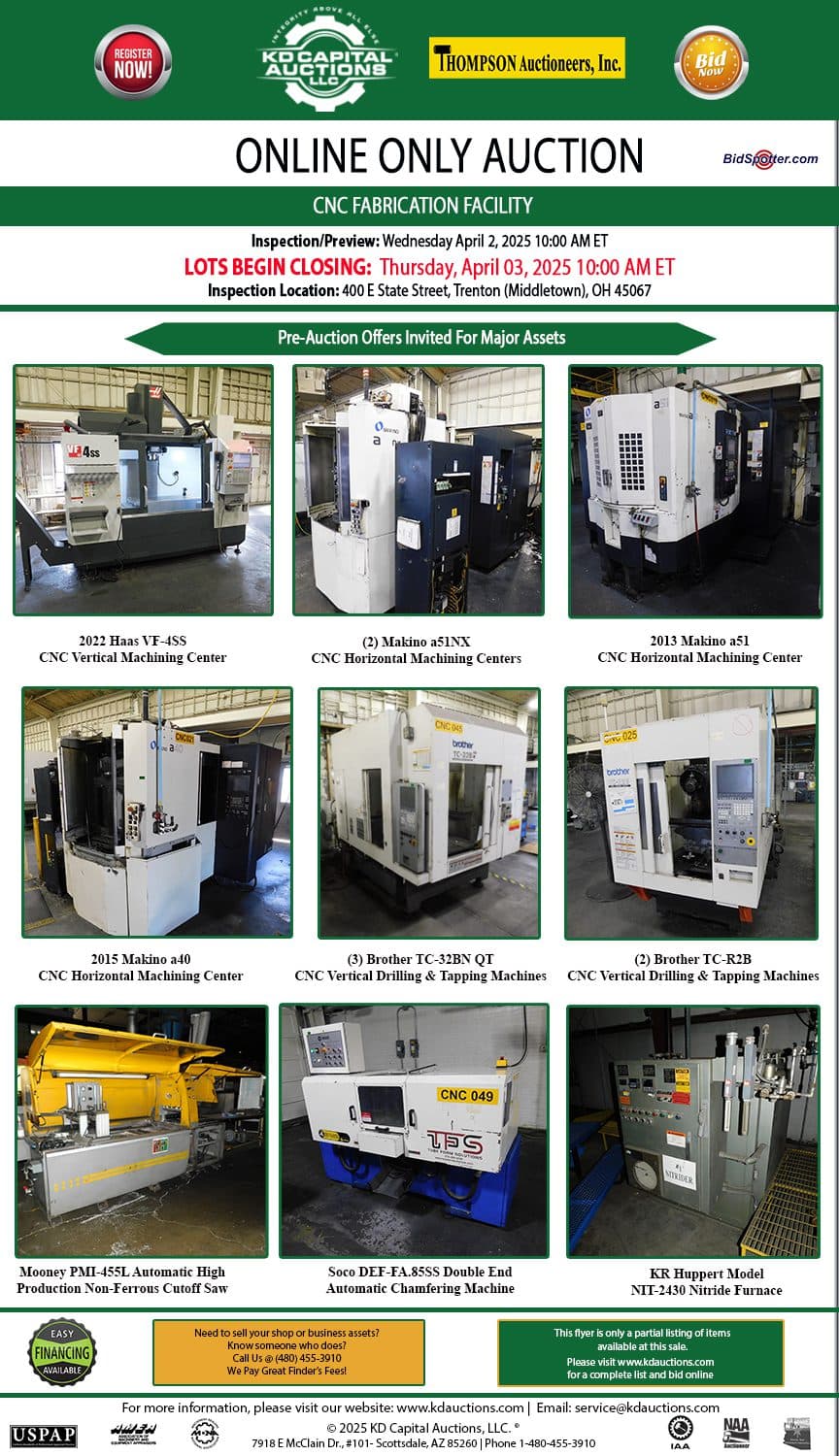 CNC Machining Facility — Downsizing Sale, Ohio