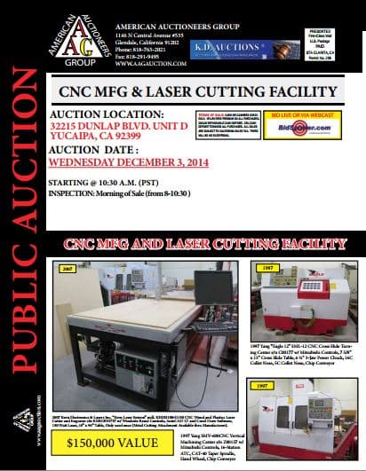 CNC Manufacturing & Laser Cutting Facility — Complete Closure, Yucaipa CA