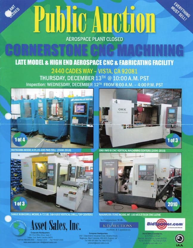 Cornerstone CNC Machining — Complete Closure, Vista CA