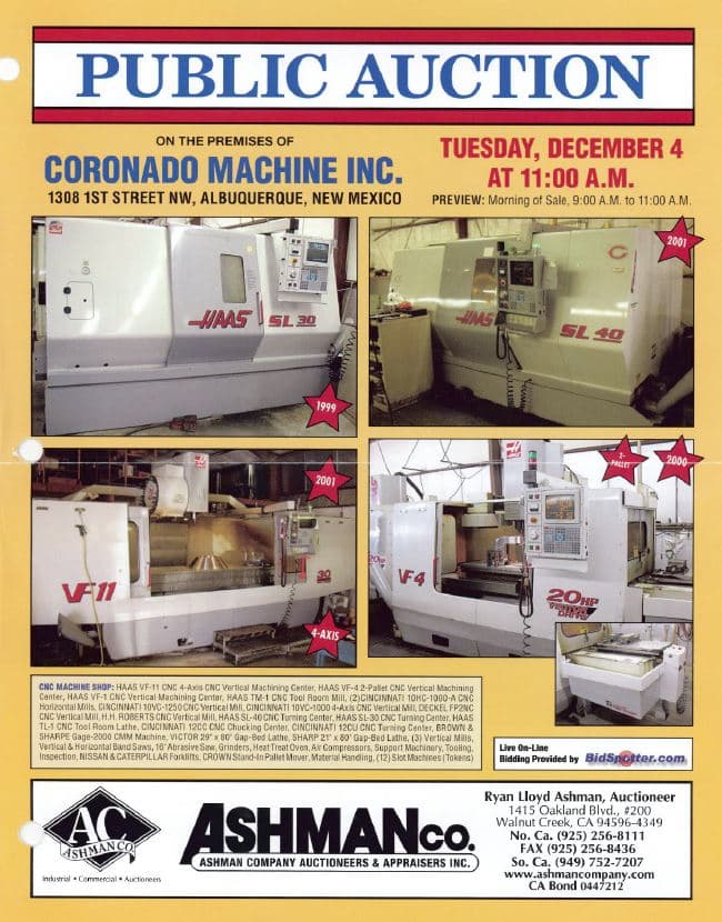 Coronado Machine — CNC Machine Shop Liquidation, Albuquerque NM