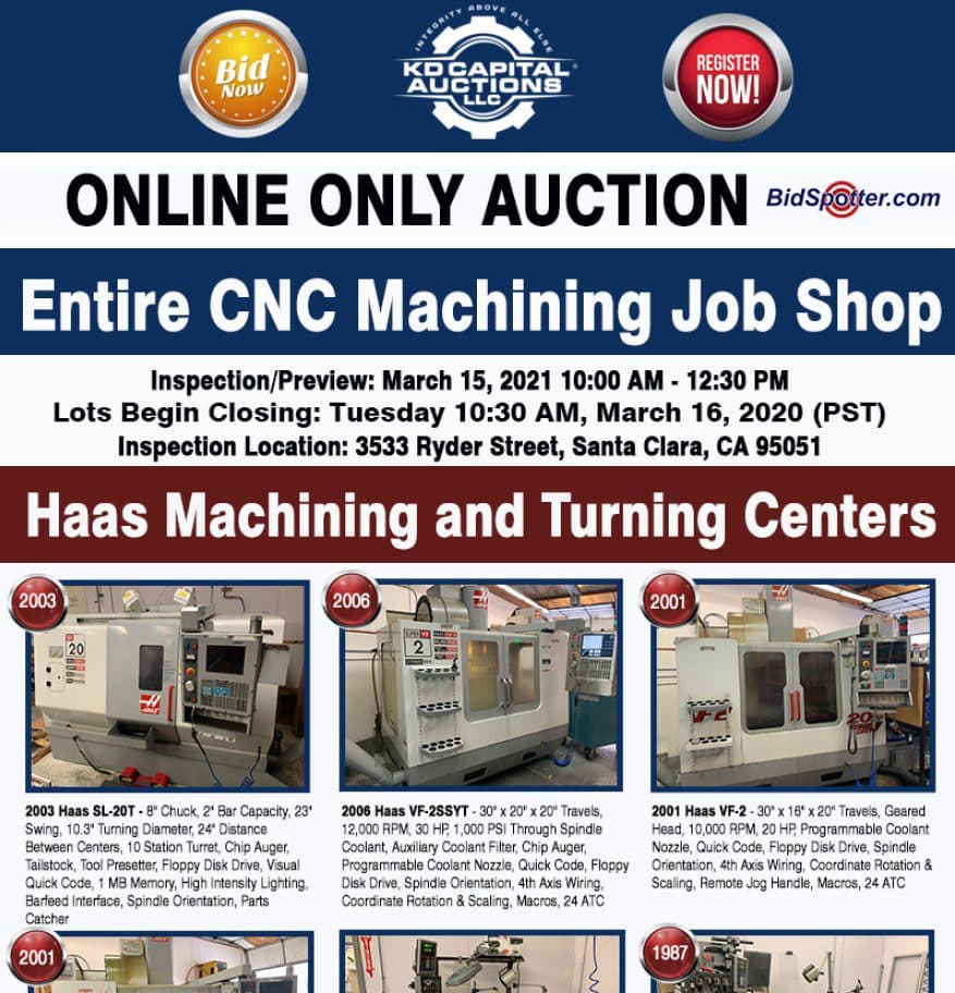 Entire CNC Job Shop — Santa Clara, CA