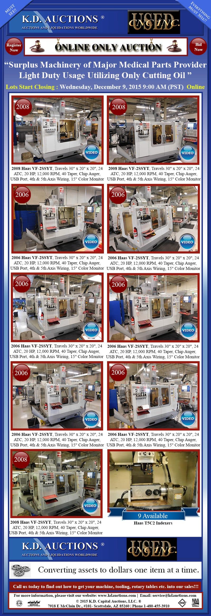 Excess Machinery — Medical Manufacturing Facility, Arizona
