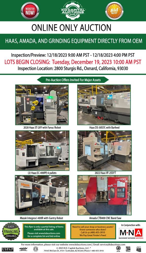 Haas, Amada & Grinding Equipment — OEM Surplus, Arizona