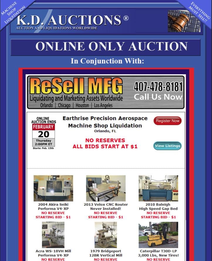 Machine Shop Liquidation — Orlando FL