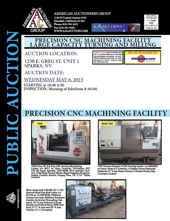 CNC Machine Shop — Complete Liquidation, Nevada