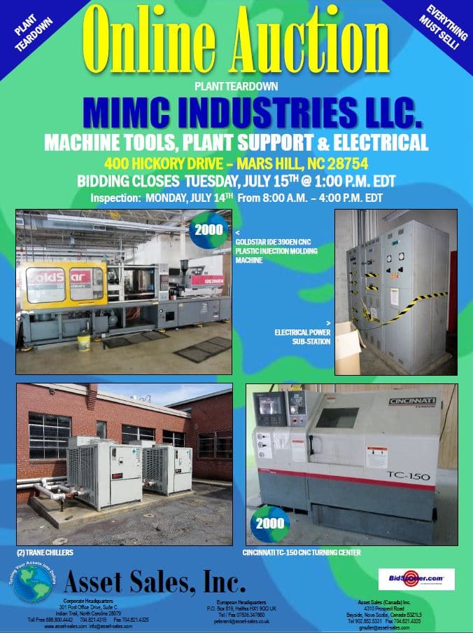 Plant Closed — Complete Industrial Facility Liquidation, Mars Hill NC