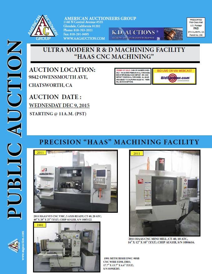 Precision Haas CNC Machining Facility — Complete Closure, Chatsworth CA