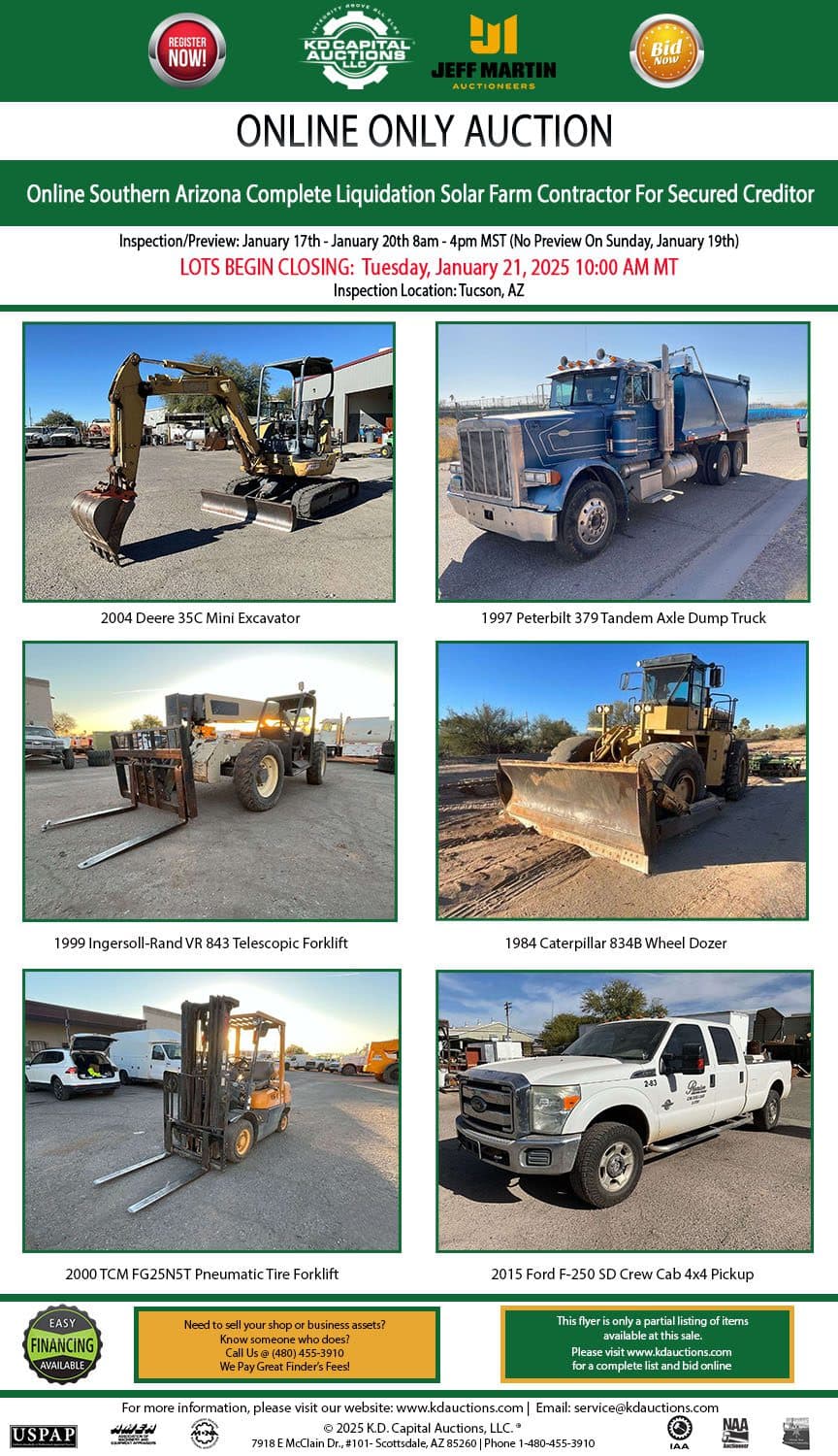 Solar Farm Contractor — Equipment & Assets, Tucson, AZ