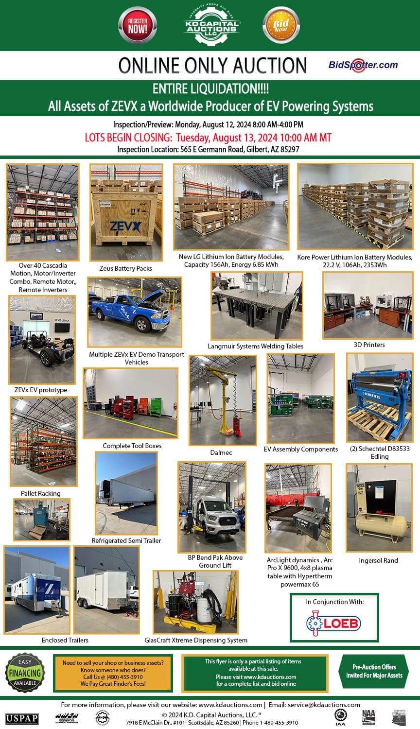 ZevX Electric Vehicle Manufacturing Facility — Complete Liquidation