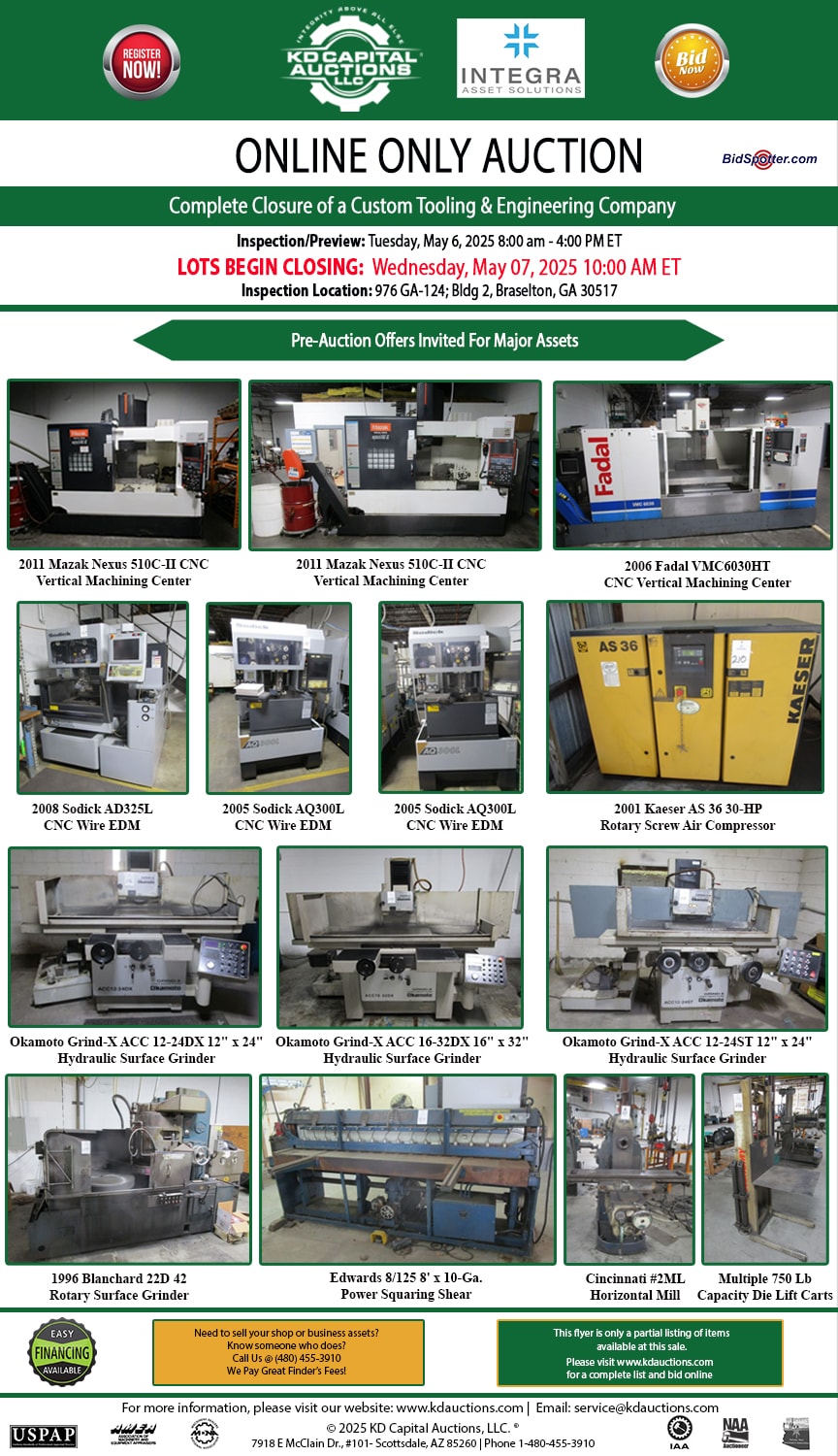 Complete Closure of a Custom Tooling & Engineering Company — Peachtree Tooling