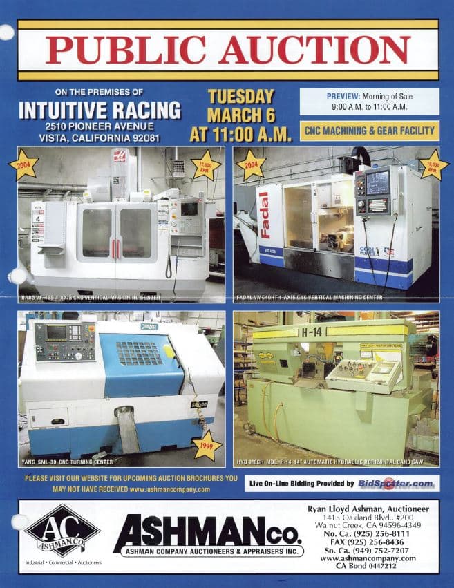 Intuitive Racing — Motorsport Facility Liquidation, Vista CA
